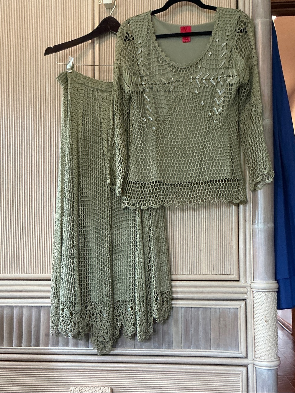 Olive Green Crochet Two-Piece Set